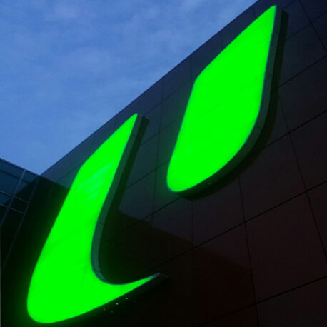Green Glowing - Large Building Sign - Amico Technology International